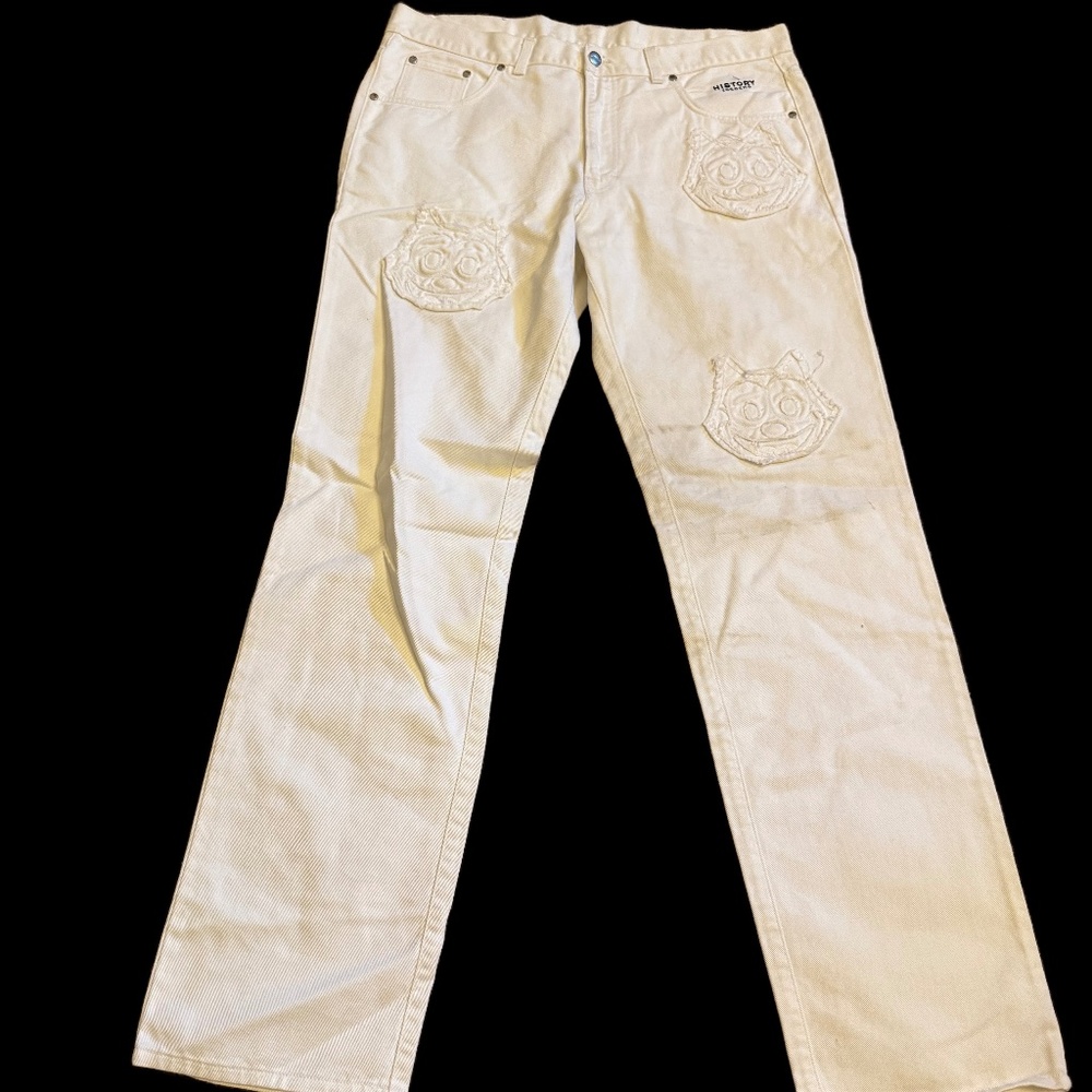 Vintage NEW Never Worn History Iceberg White Denim Jeans Size 38 Felix the Cat